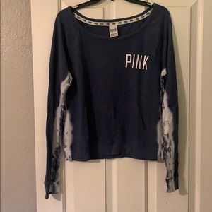 PINK Navy Blue Tie Dye Crew Neck Long Sleeve